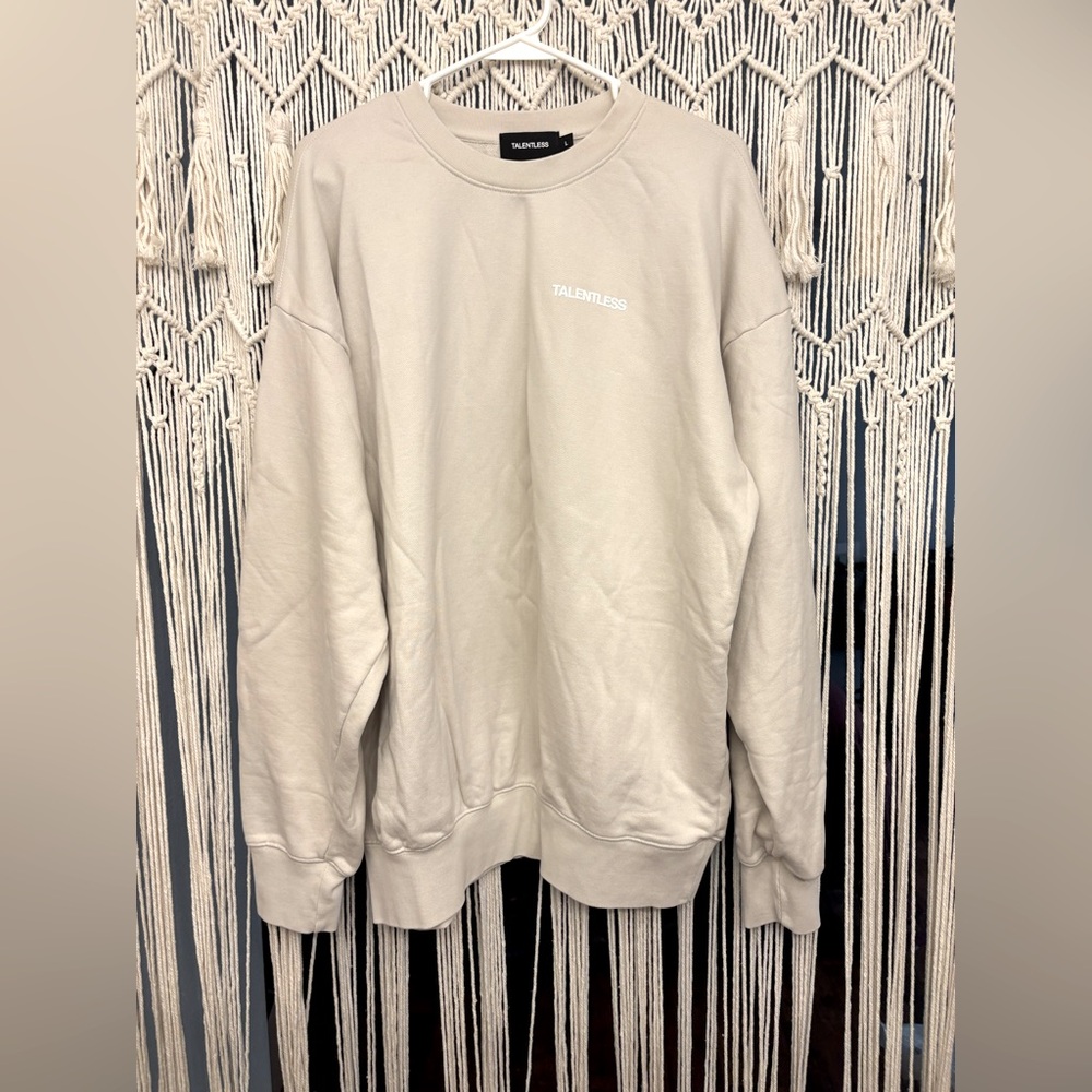 Talentless Cement Ivory Men’s Large Crewneck Sweatshirt Minimalist Lightweight